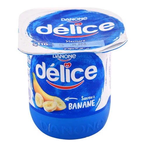 Yaourt Aromatisé Banane DELICE DANONE 110Gr ياغرت بنكهة الموز ديليس دانون 110 جرام supermarché vente en ligne livraison alimentation produits alimentaires yaourt délice danone Gabes Grand Tun