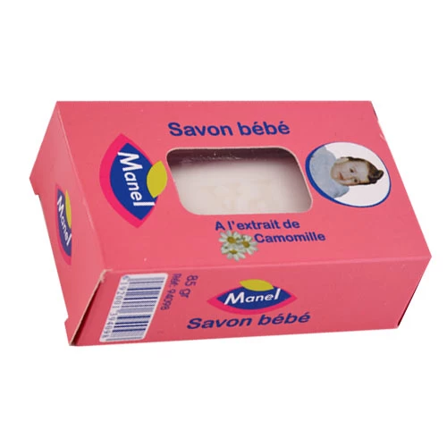 Savon pour bébé Rose Camomille MANEL 85Gr صابون أطفال بالورد والبابونج منال 85 جرام supermarché épicerie vente en ligne livraison alimentation produits soins hygiène bébé Gabes Tu