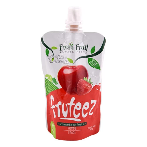 Compote sans sucre ajouté Pomme-Fraise FRUTEEZ 90Gr وجبة للرضع كومبوت بدون سكر تفاح وفراولة فروتيز 90 جرام supermarché épicerie vente en ligne livraison produits alimentation pour bébé compot