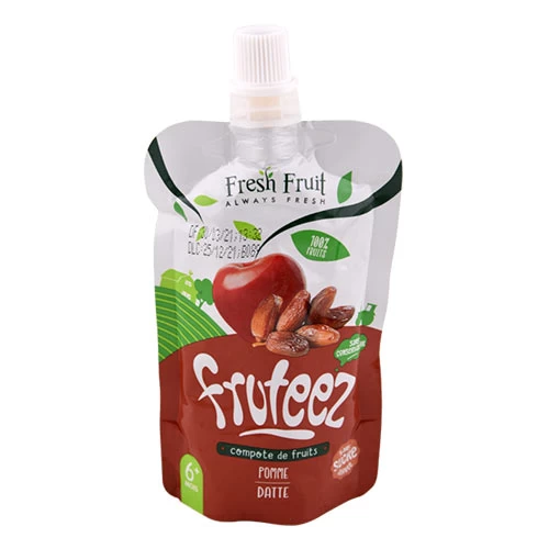 Compote sans sucre ajouté Pomme-Datte FRUTEEZ 90Gr وجبة للرضع كومبوت بدون سكر تفاح وتمر فروتيز 90 جرام supermarché épicerie vente en ligne livraison produits alimentation pour bébé compote tu