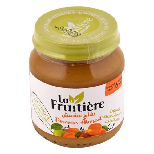 Compote Pomme-Abricot LA FRUITIERE 130Gr وجبة للرضع كومبوت تفاح ومشماش لافرويتيير 130 جرام supermarché épicerie vente en ligne livraison produits alimentation pour bébé compote Gabes Grand Tu