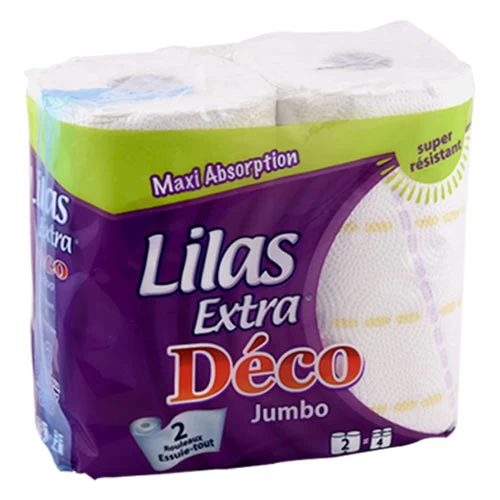 Essuie Tout Extra Déco Jumbo LILAS 2 Rouleaux ورق ماسح كل شيئ جامبو ليلاس 2 لفائف supermarché épicerie vente courses en ligne livraison produits Papier Essuie tout lilas Gabes Tun