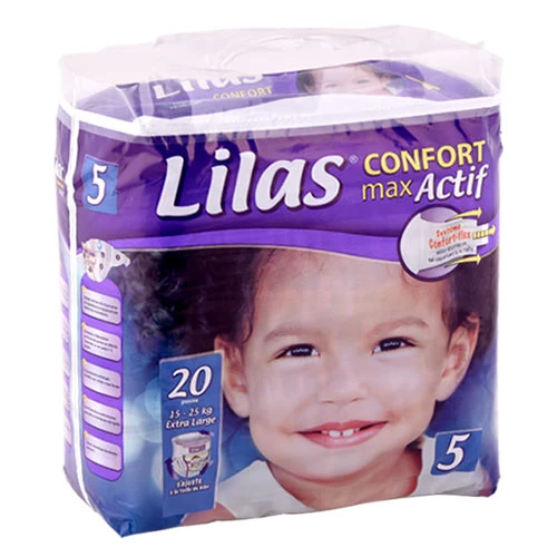 Couches bébé LILAS 15-25 Kg 20 pièces حفاضات أطفال 15-25 كغ 20 قطعة ليلاس courses en ligne Gabes Tunisie supermarché vente epicerie en ligne livraison articles hygiène bébé Couche
