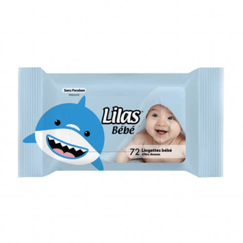 Lingettes bébé LILAS 72 pièces Sans paraben-Vitamine E مناديل مبللة للأطفال 72 قطعة خالية من البارابين وفيتامين هـ ليلاس courses en ligne Gabes Tunisie supermarché vente epicerie 