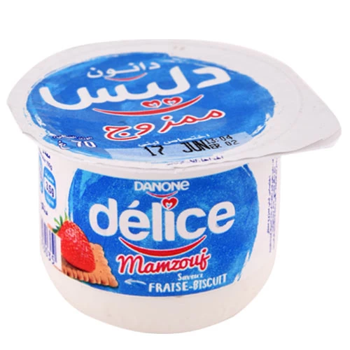 Yaourt Brassé Fraise Biscuits DELICE DANONE 70Gr ياغرت مخفوق بسكويت فراولة 70 جرام ديليس دانون courses en ligne Gabes Tunisie supermarché vente en ligne livraison à domicile alime