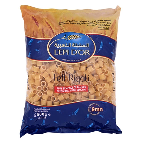 Pâte fell rigati L'EPI D'OR 500Gr مقرونة فل ريقاتي 500 غرام السنبلة الذهبية Courses en ligne Gabes Tunisie supermarché en ligne Gabes Tunisie vente en ligne Gabes Gran