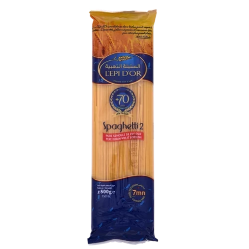 Spaghetti N°2 500Gr L'EPI D'OR سباقتي رقم2 500 غرام السنبلة الذهبية livraison courses en ligne gabes supermarché vente en ligne produits alimentaires livraison pâtes Spaghetti Gabes Tunisie