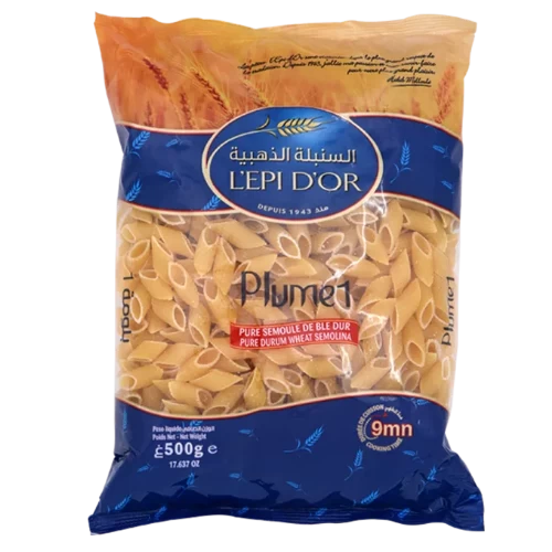 Pâte plume N°1 500Gr L'EPI D'OR مقرونة بلومة رقم 1 500 غرام السنبلة الذهبية