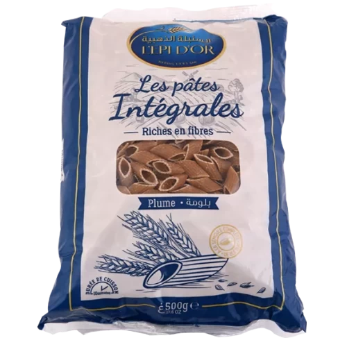 livraison Pâte plume intégrale 500Gr L’EPI D’OR مقرونة بلومة كاملة 500غرام السنبلة الذهبية livraison gabes