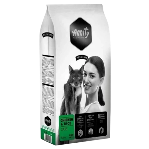 Croquettes Chat AMITY Premium Adulte Poulet & Riz 1.5 kg gabes