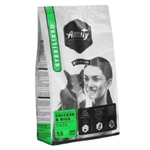 Livraison Croquettes Chat Stérilisé AMITY Premium Poulet & Riz 1.5 kg gabes كروكيت أميتي بريميوم دجاج وأرز للقطط المعقمة 1.5كغ  livraison nourriture chat chien gabes