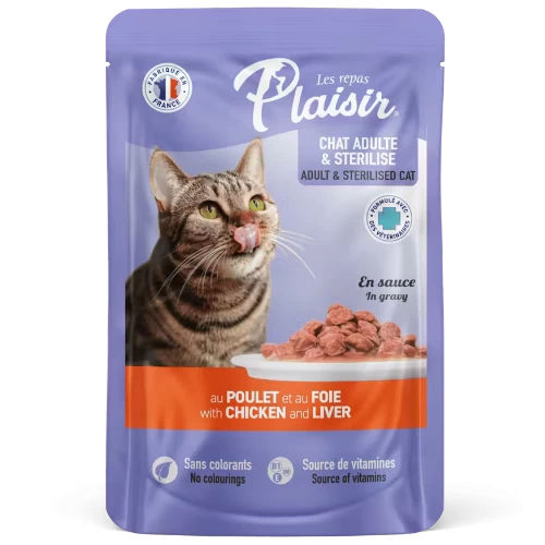 Livraison Pochon Plaisir au poulet et au foie chat stérilisé 100Gr gabes أكل قطط بالدجاج والكبد للقطط المعقمة 100غ livraison nourriture chat chien gabes