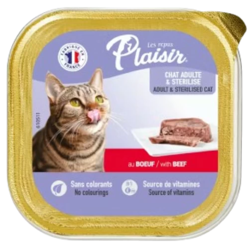 Livraison Barquette Plaisir au Bœuf chat stérilisé 100Gr gabes أكل قطط بلحم البقر للقطط المعقمة 100غ livraison nourriture chat chien gabes