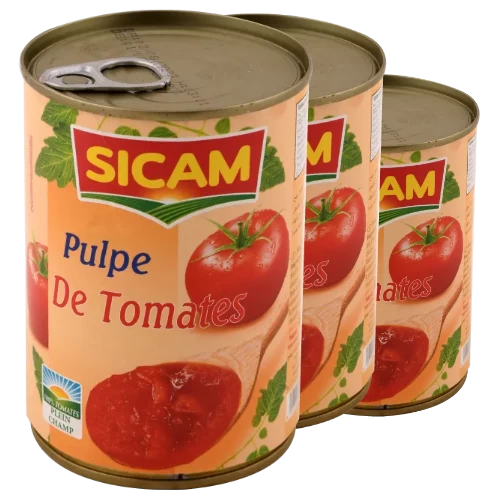 livraison gabes tunisie Lot de 3 Pulpe tomate fine SICAM 400Gr مجموعة 3 لب طماطم سيكام 400غ supermarché en ligne gabès