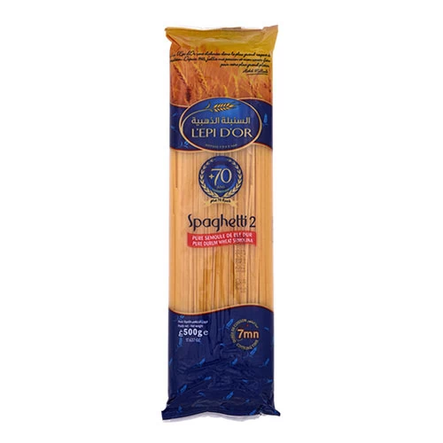 Spaghetti L'EPI D'OR 500Gr N°2 مقرونة سباقيتي السنبلة الذهبية 500 غرام رقم 2 courses en ligne Gabes Tunisie supermarché vente en ligne livraison à domicile alimentation Spaghetti 