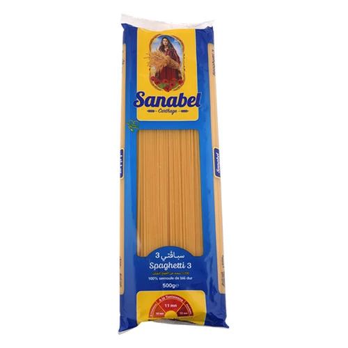 Spaghetti SANABEL CARTHAGE 500Gr N°3 مقرونة سباقيتي سنابل قرطاج 500 غرام courses en ligne Gabes Tunisie supermarché vente en ligne livraison à domicile alimentation Spaghetti SANA