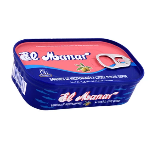 Sardine EL MANAR Huile d'Olive Vierge 125Gr سردينة المنار زيت زيتون بكر 125 جرام supermarché vente en ligne livraison produits alimentaires conserves sardine Gabes Tunisie