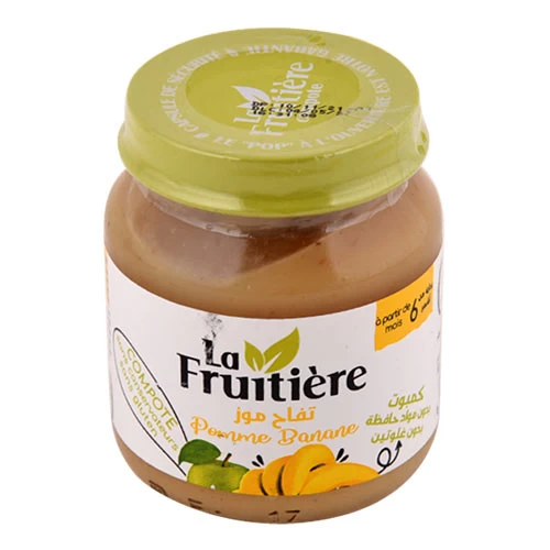 Compote Pomme-Banane LA FRUITIERE 130Gr وجبة للرضع كومبوت تفاح وموز لافرويتيير 130 جرام supermarché épicerie vente en ligne livraison produits alimentation pour bébé compote Gabes