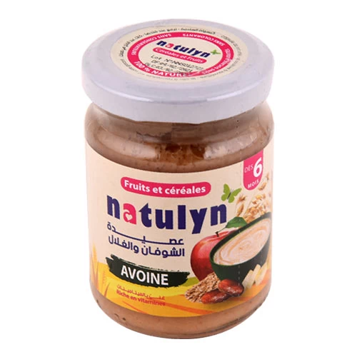 Purée Avoine-Fruits NATULYN 135Gr مستحضر مهروس الشوفان والفواكه ناتولين 135 جرام supermarché épicerie vente en ligne livraison produits alimentation pour bébé Compote Gabes Tunisi