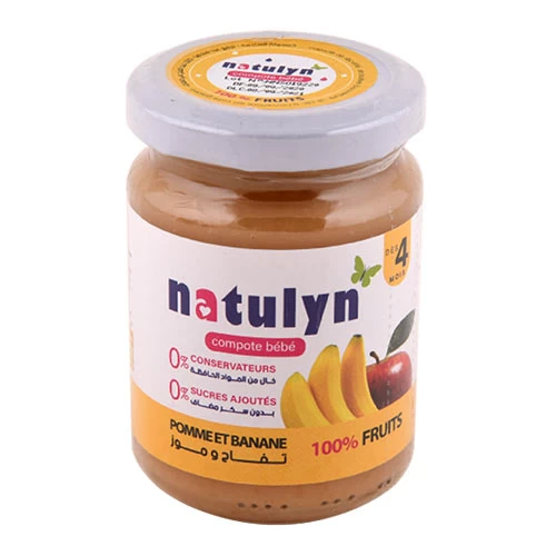 Compote Pomme-Banane NATULYN 135Gr وجبة للرضع كومبوت تفاح وموز ناتولين 130 جرام supermarché épicerie vente en ligne livraison produits alimentation pour bébé Compote Gabes Tunisie