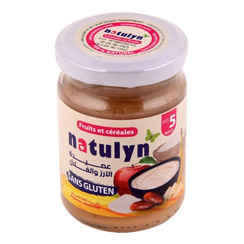 Purée Riz-Fruits-Céréales NATULYN 135Gr مستحضر مهروس للرضع أرز فواكه حبوب ناتولين 135 جرام supermarché épicerie vente en ligne livraison produits alimentation pour bébé purée Gabes Grand Tuni