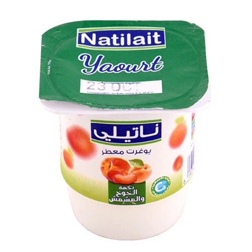 Yaourt aromatisé Pêche Abricot NATILAIT 110Gr ياغرت بنكهة الخوخ والمشمش ناتيلي 110 جرام supermarché vente en ligne livraison alimentation laitiers yaourt NATILAIT Gabes Tunisie