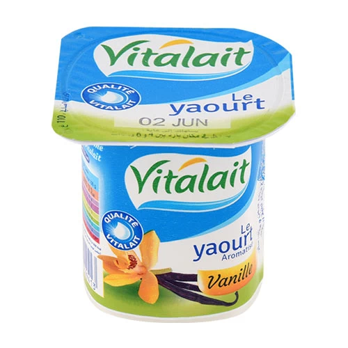 Yaourt aromatisé Vanille VITALAIT 100Gr ياغرت بنكهة الفانيليا فيتالي 100 جرام supermarché vente en ligne livraison alimentation laitiers yaourt vitalait Gabes Tunisie