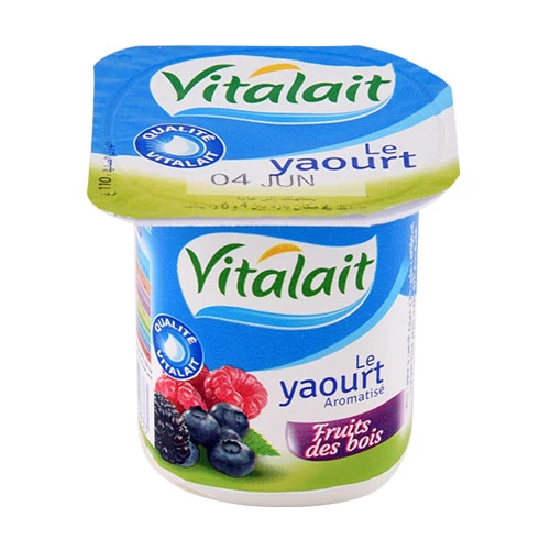 Yaourt aromatisé Fruits des bois VITALAIT 100Gr ياغرت بنكهة فاكهة الغابة فيتالي 100 جرام supermarché vente en ligne livraison alimentation laitiers yaourt vitalait Gabes Tunisie