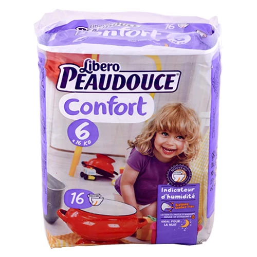 Couches bébé PEAUDOUCE 6-16 Kg 16 pièces حفاضات أطفال 6-16 كغ 16 قطعة بودوس courses en ligne Gabes Tunisie supermarché vente epicerie en ligne livraison articles hygiène bébé Couc