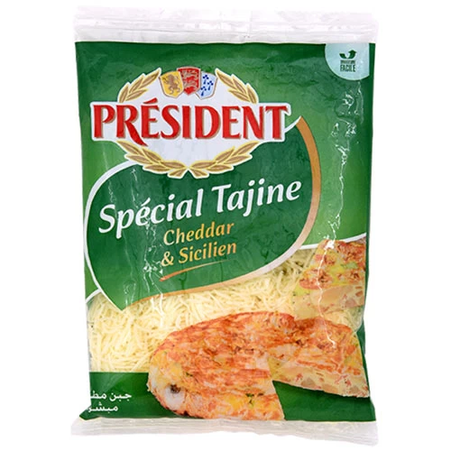 Fromage rapé spécial tajin PRESIDENT 120Gr جبن مبشور خاص طاجين بريزيدن 120 جرام courses en ligne Gabes Tunisie supermarché vente epicerie en ligne Fromage rapé spécial tajin PRESI
