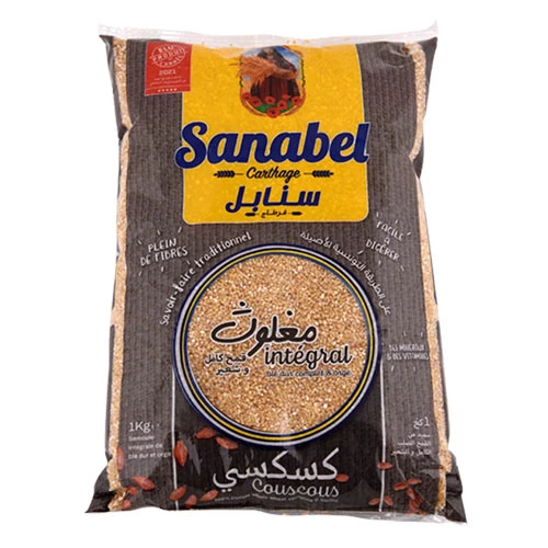 Couscous SANABEL CARTHAGE intégral 1kg كسكسي سنابل قرطاج قمح وشعير 1كغ courses en ligne Gabes Tunisie supermarché vente epicerie en ligne Couscous SANABEL CARTHAGE intégral Gabes 