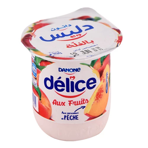Yaourt aux Fruits Pêche DELICE DANONE 100Gr ياغرت خوخ ديليس دانون 100 جرام Courses en ligne Gabes Tunisie supermarché en ligne Gabes Tunisie vente en ligne Gabes Grand
