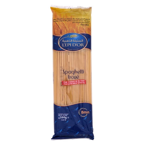 Spaghetti troué N°1 L'EPI D'OR 500Gr مقرونة منقوبة رقم 1 500 غرام السنبلة الذهبية Courses en ligne Gabes Tunisie supermarché en ligne Gabes Tunisie vente en ligne Gabe