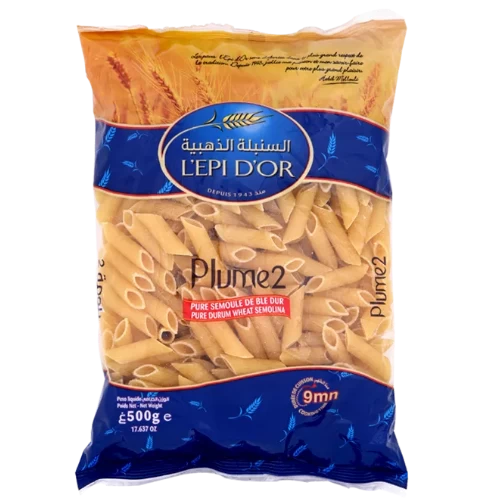 livraison Pâte plume 500Gr N2 L’EPI D’OR مقرونة بلومة رقم2 500غرام السنبلة الذهبية livraison gabes
